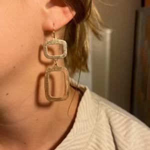 Gold Metal Drop Earrings