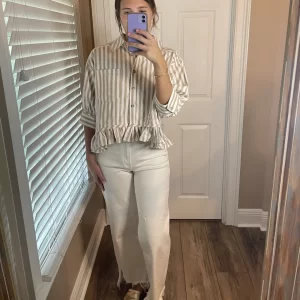 Striped Ruffled Button Up