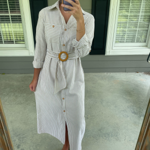 Belted Striped Maxi