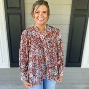 Floral button down top