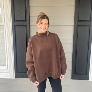 Brown Mock Neck Sweatshirt
