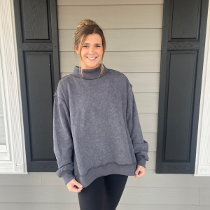 Charcoal Mock Neck Sweatshirt